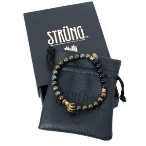 Strung Bronze Hero Skeleton Bracelet Onyx Hematite Beads Unisex